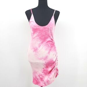Lovers and Friends Violeta Ruched Mini Tank  Dress Pink White Tie Dye Medium
